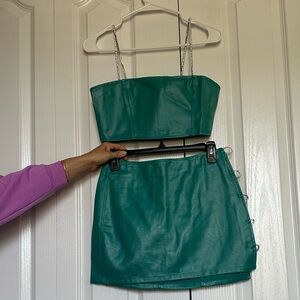 PrettyLittleThing Teal Faux Leather Set